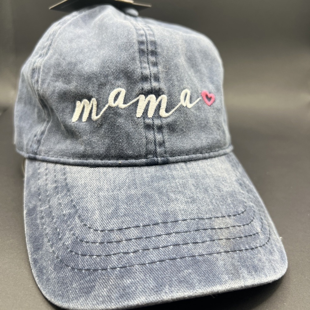 NWT David & Young Womens‎ "Mama" Denim Baseball Cap Adjustable Strap Back Blue